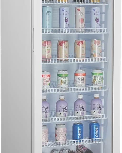 Dranken koelkast wit met glazen deur met ledverlichting. 1.40 m hoog en 54.5 breed